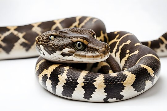 Carpet python on white background, Ai Generated