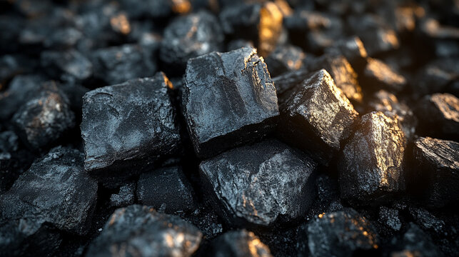 coal chunks with a rugged texture and dark tones, symbolizing strength, resilience, and industrial power. Ideal for concepts of energy, transformation, or elemental force