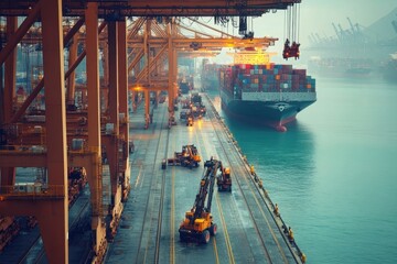Container Ship Docking at Port