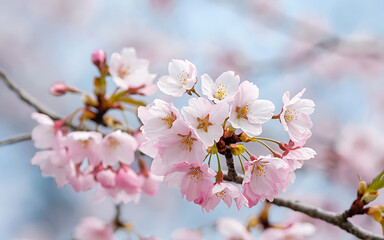 Obraz premium Delicate pink cherry blossoms blooming in spring a symbol of new beginnings and renewal 