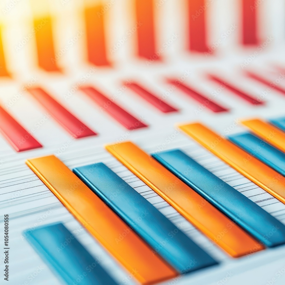 Poster a vibrant, abstract composition featuring colorful bars arranged in parallel, creating depth and vis