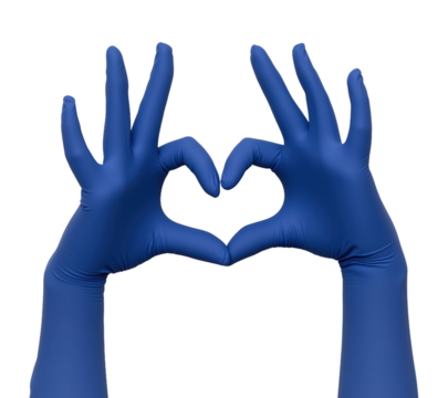 Gloved Hands Forming Heart Shape isolated on white or transparent background, png clipart, design element