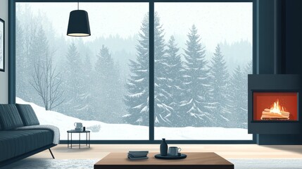 Fototapeta premium Minimalist Scandinavian Living Room, sleek furniture, neutral tones, functional decor, cozy atmosphere, open space, modern elegance