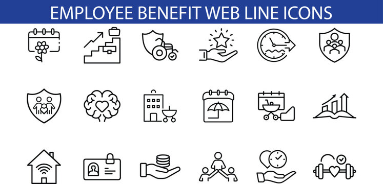 Employee Benefit Web Line Icons Set Design