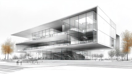 Obraz premium Modern architectural design featuring multiple glass levels.