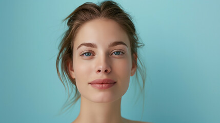 Fototapeta premium Serene portrait of a woman with soft expression and natural beauty