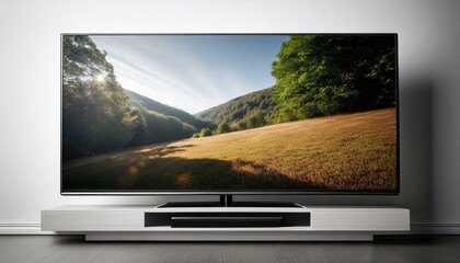Fototapeta premium Modern flat-screen TV on a white background. 3D Rendering
