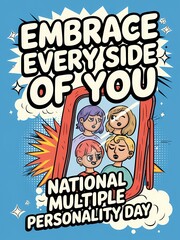 Embrace Every Side Comic Illustration for National Multiple Personality Day