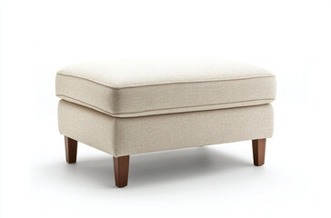 a rectangular ottoman upholstered in soft fabric
