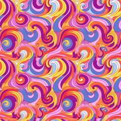 Fototapeta premium Psychedelic Swirl Seamless Pattern. Pattern for wallpaper, background, print on fabric and paper.