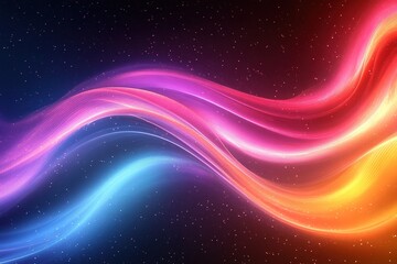 Abstract colorful glowing wave with sparkling background.
