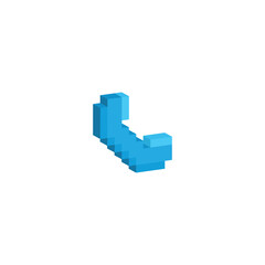 Fototapeta premium isometric pixel phone receiver icon. Vector pixel art call 8 bit logo for game