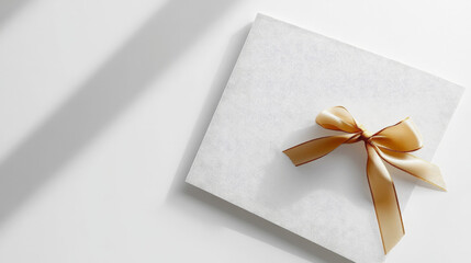 Elegant White Card with Golden Ribbon