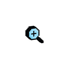 isometric pixel Search Icon magnifier glasses sign