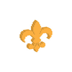 isometric pixel Fleur-de-lis icon. Vector pixel art lily 8 bit logo for game © veronchick84