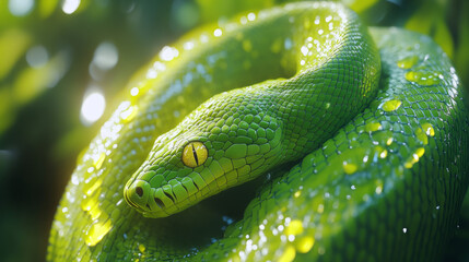 Fototapeta premium A green tree python