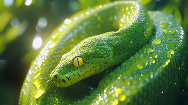 A green tree python
