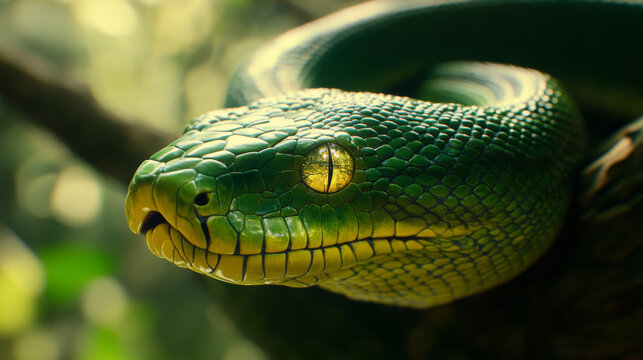 A green tree python