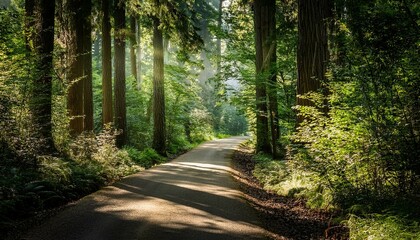 Fototapeta premium Road between forest landscapes
