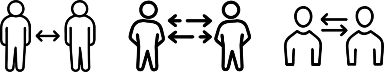 Fototapeta premium Social Distance and Interaction Icon Outline png icon set