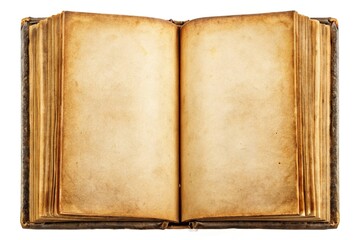 Vintage open book on white background