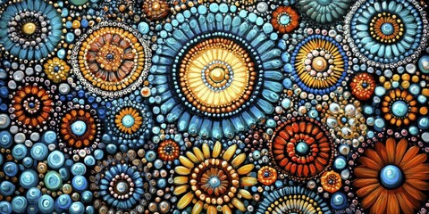 Abstract Floral Pattern with Vibrant Colors and Circular Shapes