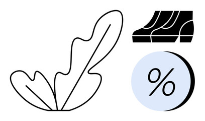 Fototapeta premium Abstract design with a stylized leaf, bar graph, and percentage symbol. Ideal for financial reports, eco-friendly campaigns, educational materials, business presentations, marketing strategies