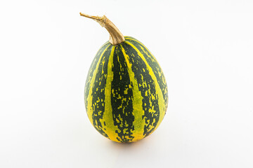 One pumpkin with stripes and pixels on white background