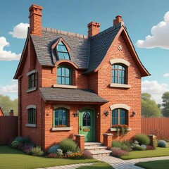 brick house with a roof