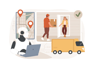 AI-Supported Last-Mile Delivery abstract concept vector illustration.