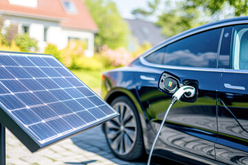 Fototapeta premium Innovative electric vehicle charging powered by solar energy a sustainable future for transportation