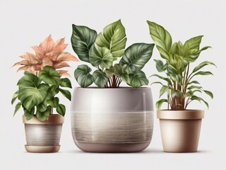 Obraz premium Lush House Plants with Decorative Pots
