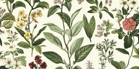 Vintage Floral Illustration: A Delicate Bouquet of Garden Flowers