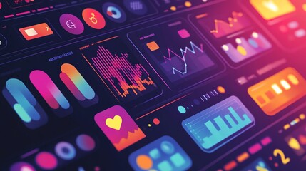 A vibrant social media dashboard displaying high engagement metrics across multiple platforms