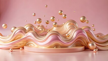 Luxurious pink and gold abstract fluid art - design for modern decor and prints