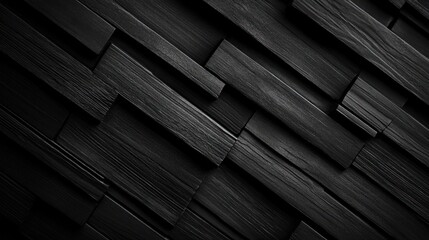 Abstract black wood texture with layered planks design