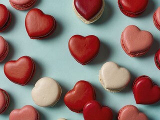 Fototapeta premium Heart Shaped Macarons: A Sweet Treat for Valentine's Day