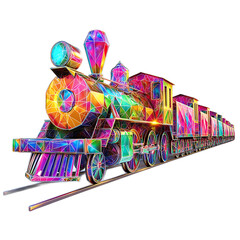 Fototapeta premium Whimsical 3D Train Design on White Background