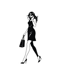 a shopping woman are walking with stylish pose