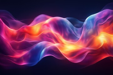 Fototapeta premium Abstract glowing waves of light in vibrant colors against a dark background.