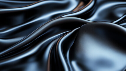 Obraz premium Abstract. Black silk satin texture background. Curtain, drapery. Beautiful soft folds on the fabric. Elegant luxury background with space for design.