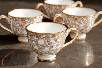 hierloomed teacups with wear patterns and crackling