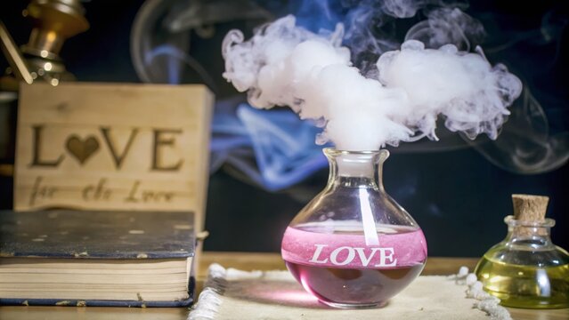 Alchemy of love potion concept for valentine's day decor and design