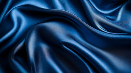 Fototapeta premium lying blue silk textile fabric background. Smooth elegant Satin cloth.
