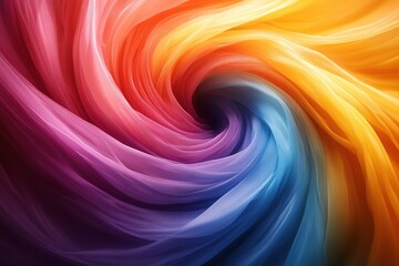 Abstract swirl of colorful fabric with a  circular pattern in the center.