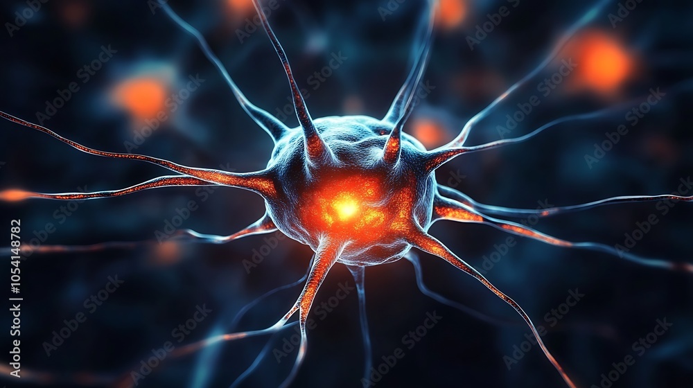 Aufkleber Abstract Neural Network Close Up Highlighting Scientific And Technological Concepts : Generative AI