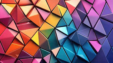 Fototapeta premium An abstract background with a geometric pattern of interlocking triangles in vibrant colors