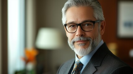 Naklejka premium Mature Businessman in Glasses and Suit