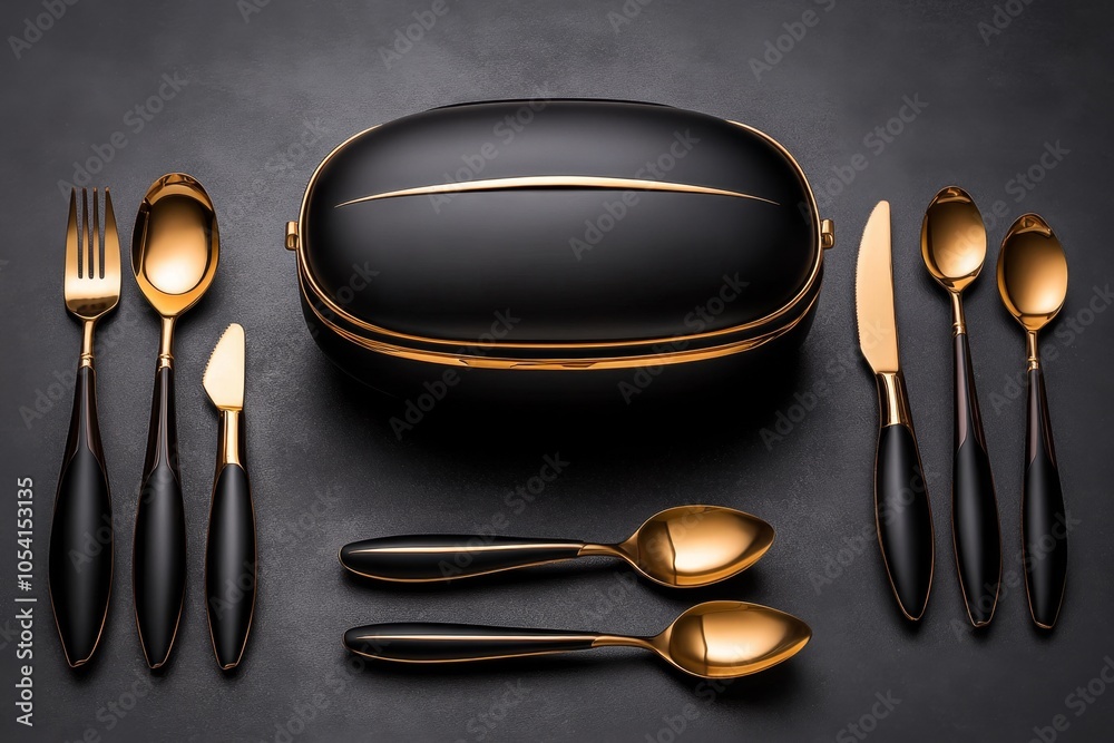 Poster minimalist depiction of a table set with fine dining utensils, symbolizing the refined pleasure of a