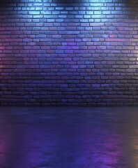 Neon Lights on Brick Wall - Urban Background